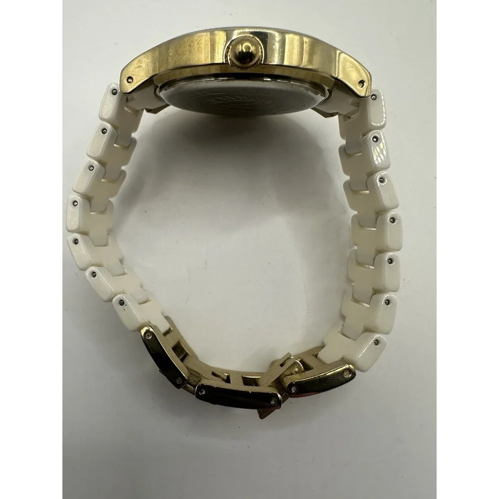 Anne Klein Womens‎ New Battery Gold Tone Ceramic Ivory 36MM 7.5